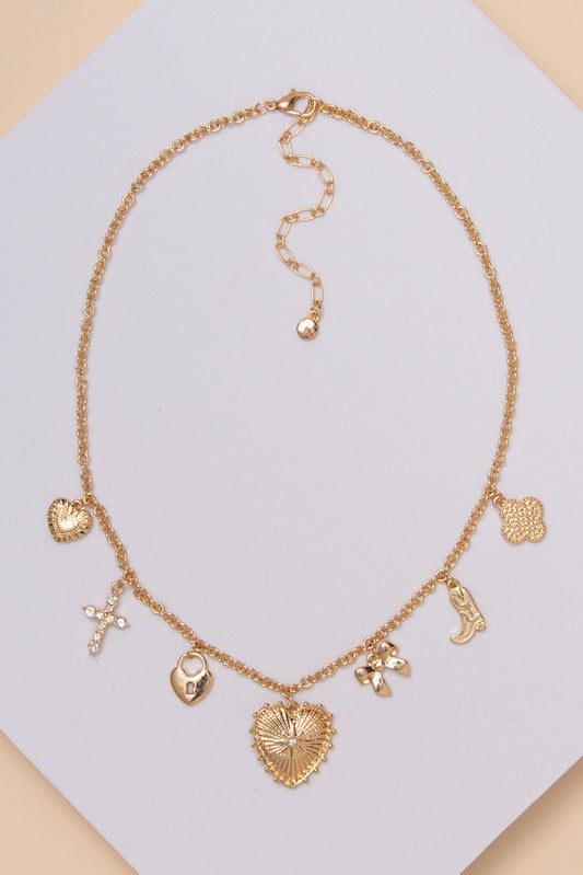 Nora Western Heart Charm Necklace | Gold