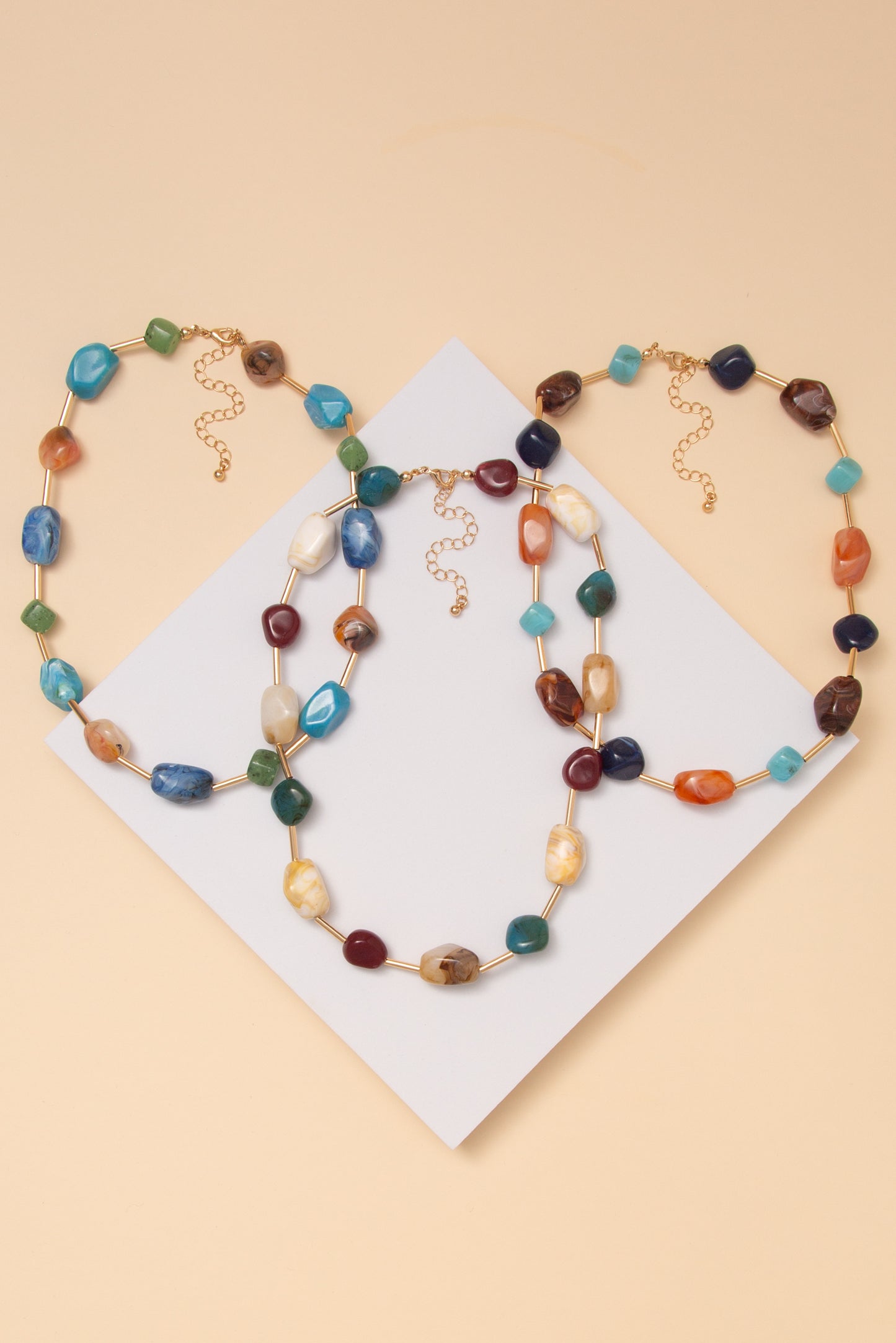 Angela Marble Round Resin Bead Necklace