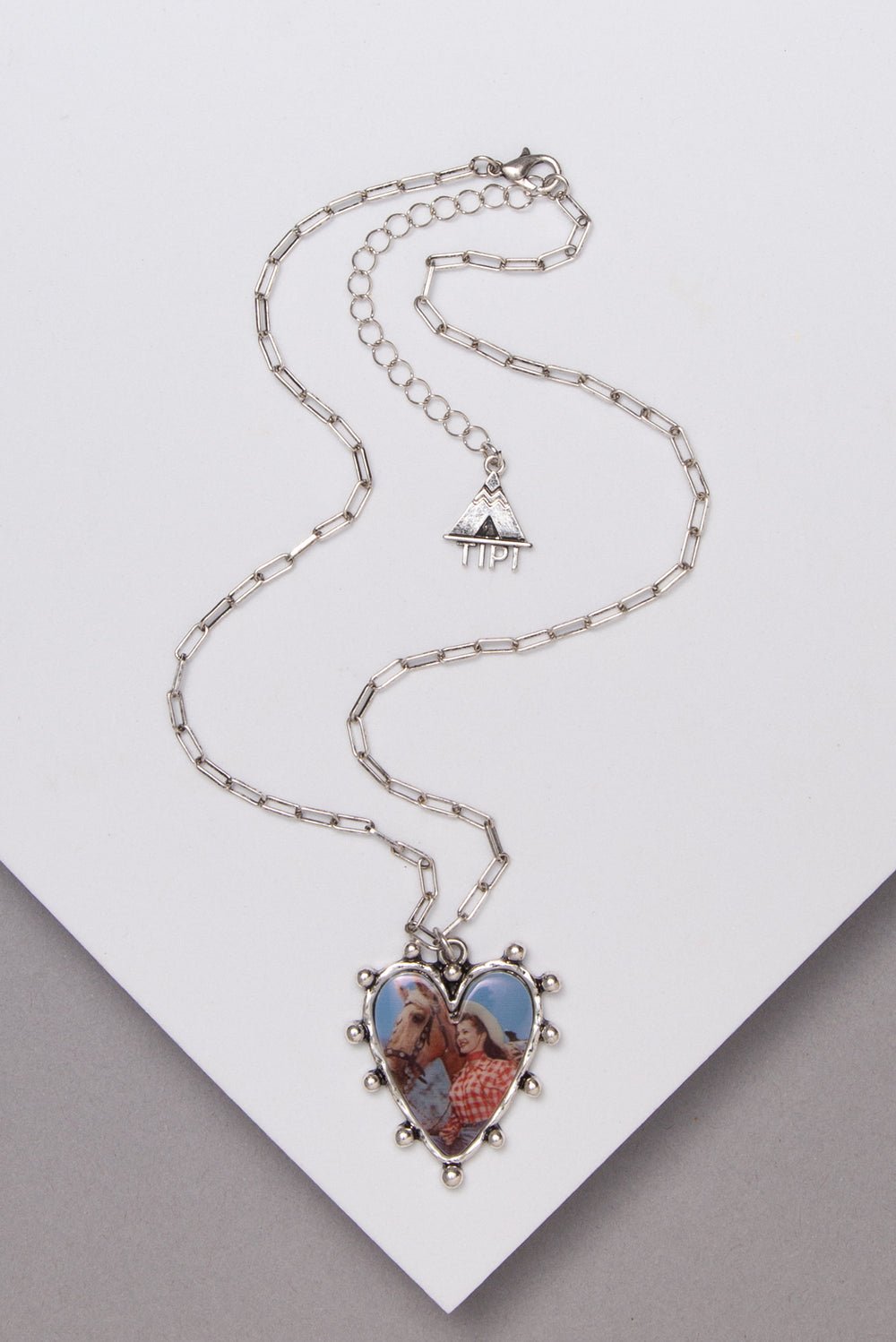 April Western Theme Print Heart Necklace