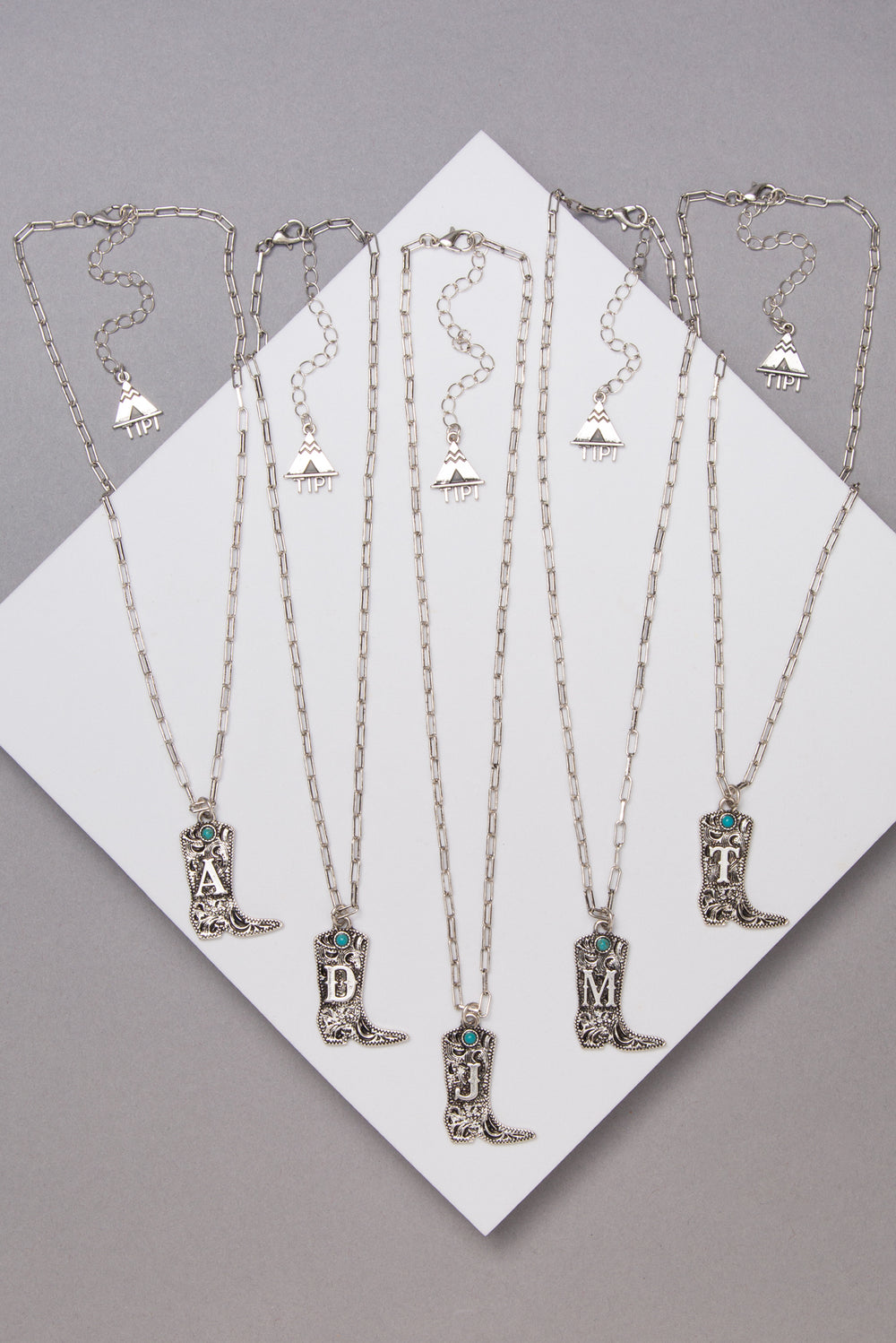 Clara Western Initial Boot Pendant Necklace
