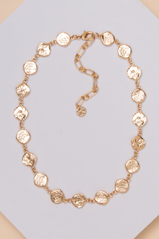 Kathryn Hammered Disc Station Necklace | Gold