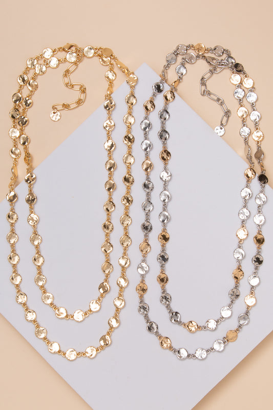 Zoe Double Strand Hammered Necklace