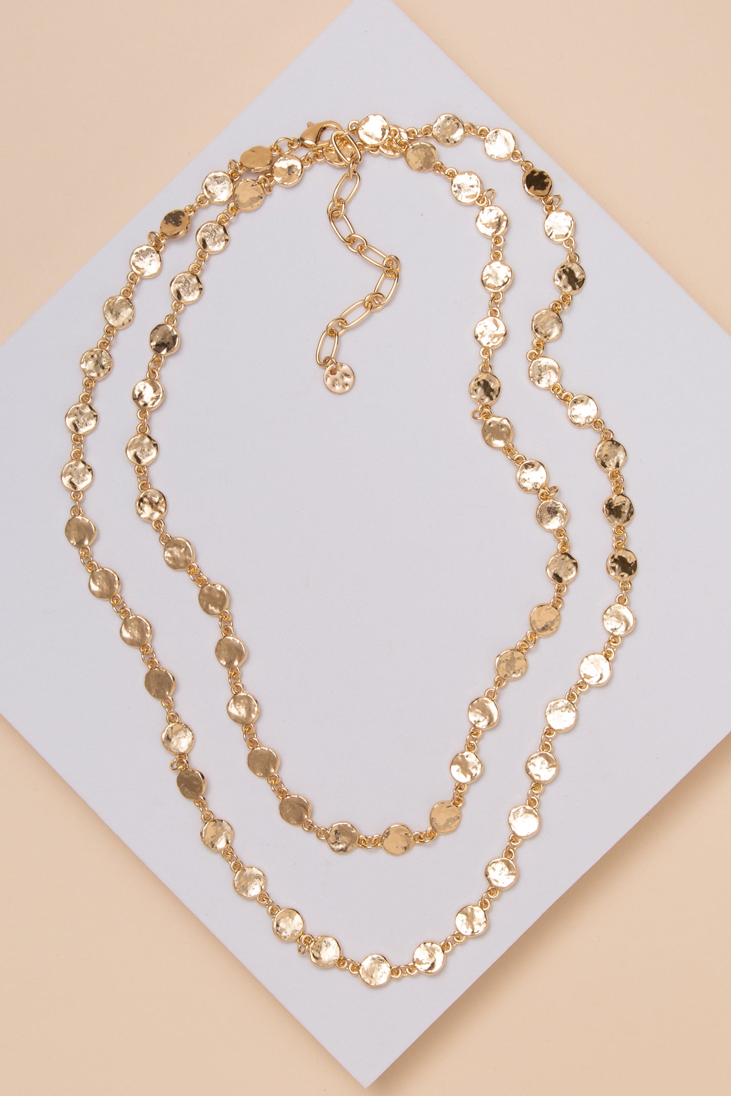 Zoe Double Strand Hammered Necklace | Gold