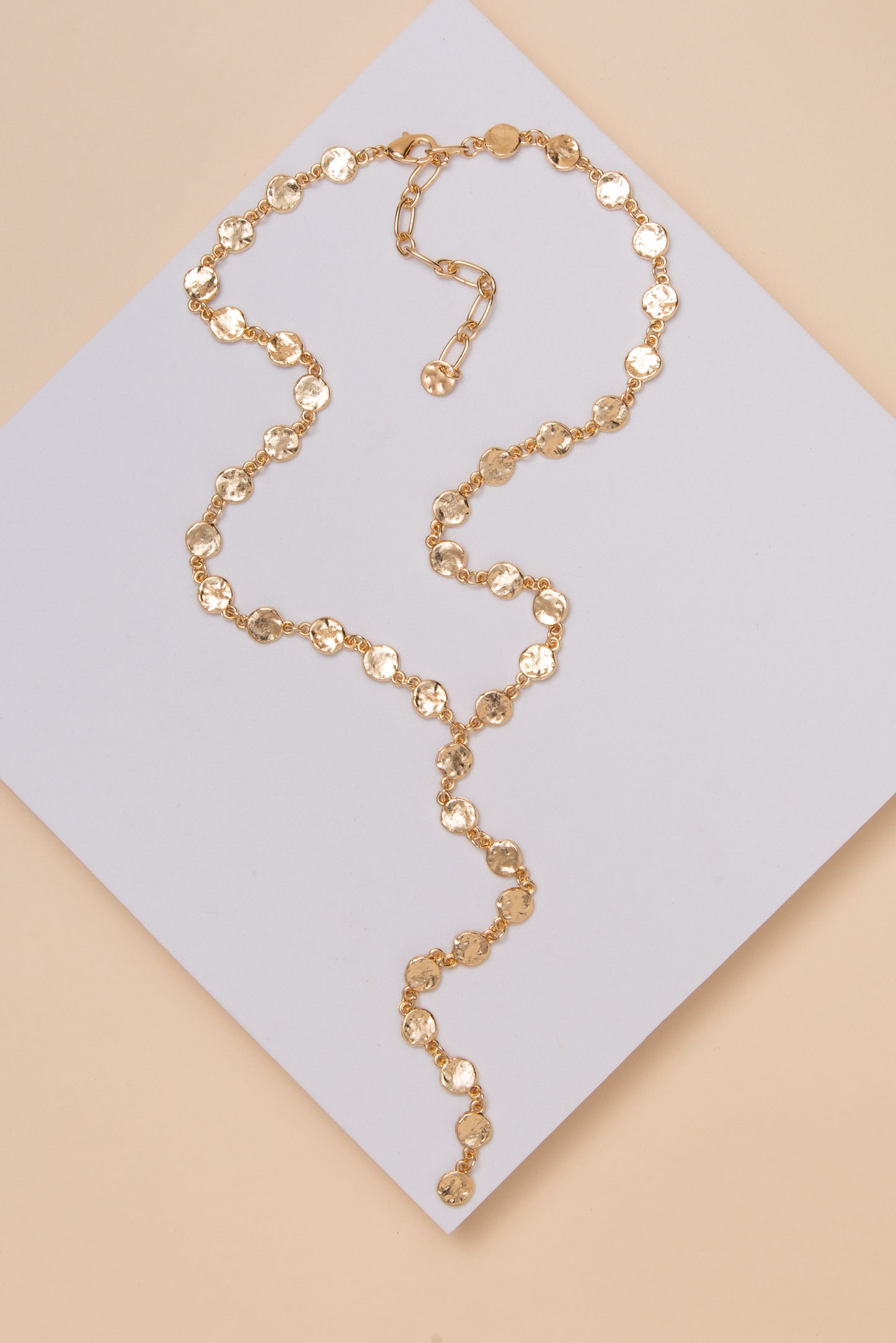 Willow Hammered Round Detail Necklace | Gold