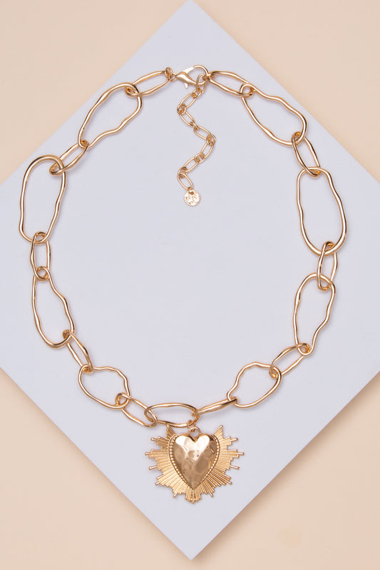 Daisy Heart Burst Chain Link Necklace