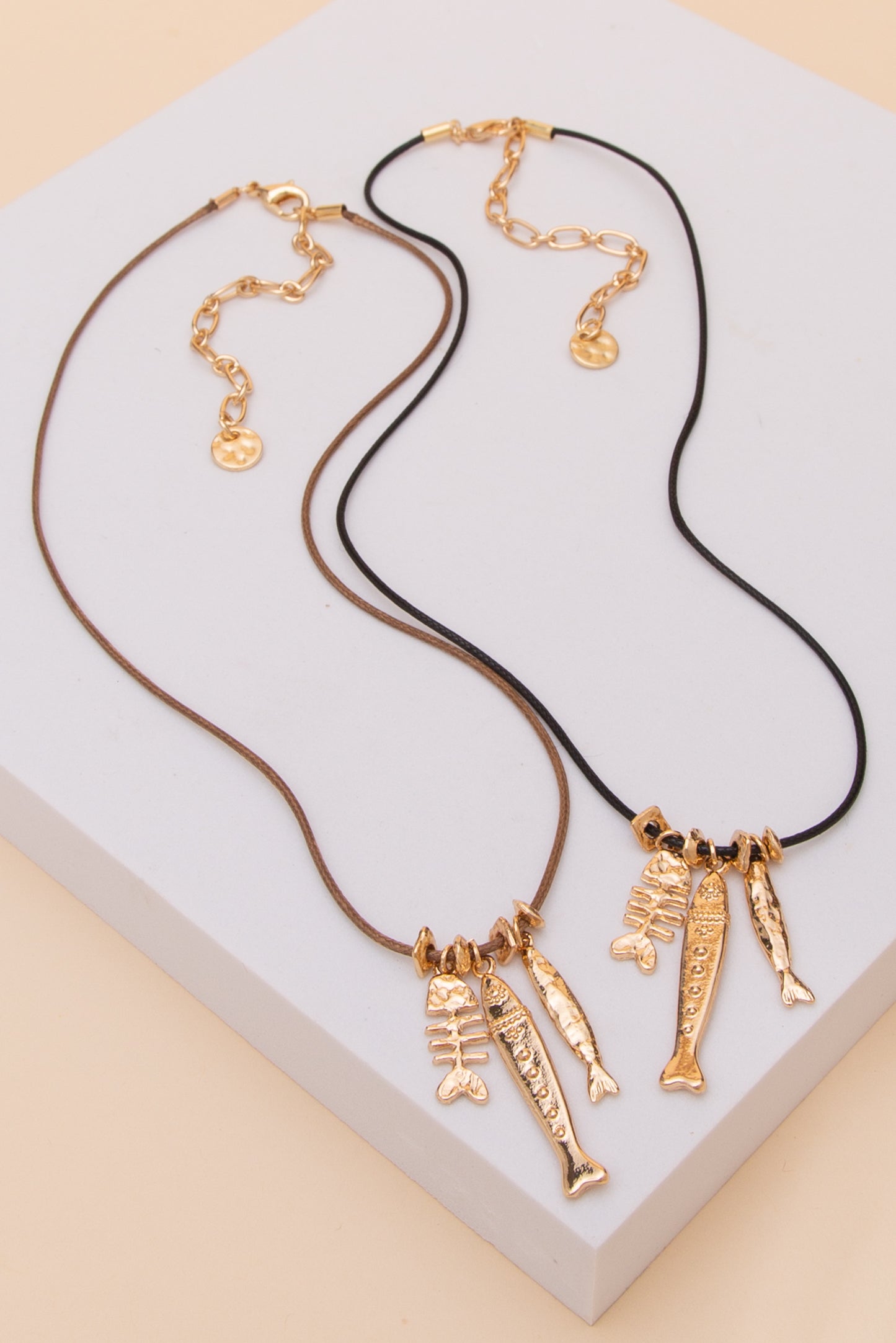 Hailey Gold Tone Fish Charm Cord Necklace
