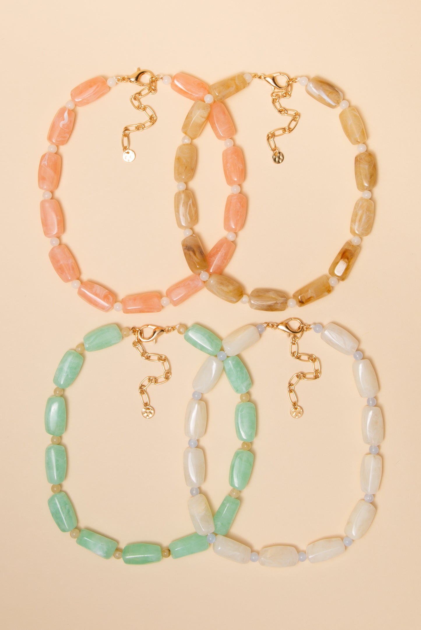 Samantha Marbled Cylinder Bead Necklace