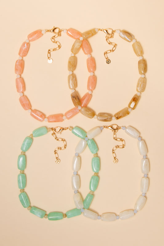 Samantha Marbled Cylinder Bead Necklace