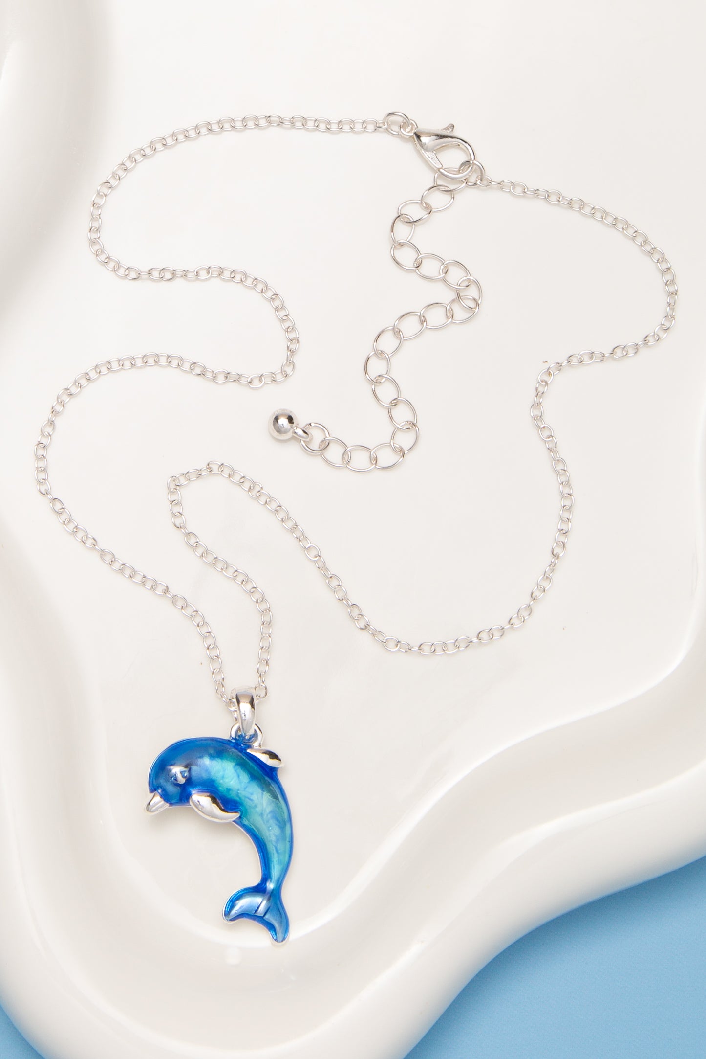 Scarlett Polished Epoxy Dolphin Pendant Necklace