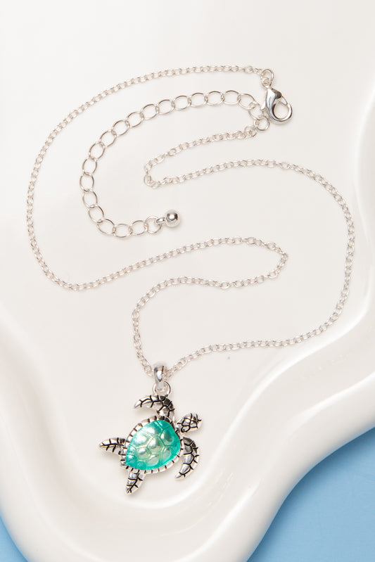 Annabelle Turquoise Epoxy Turtle Shell Pendant Necklace