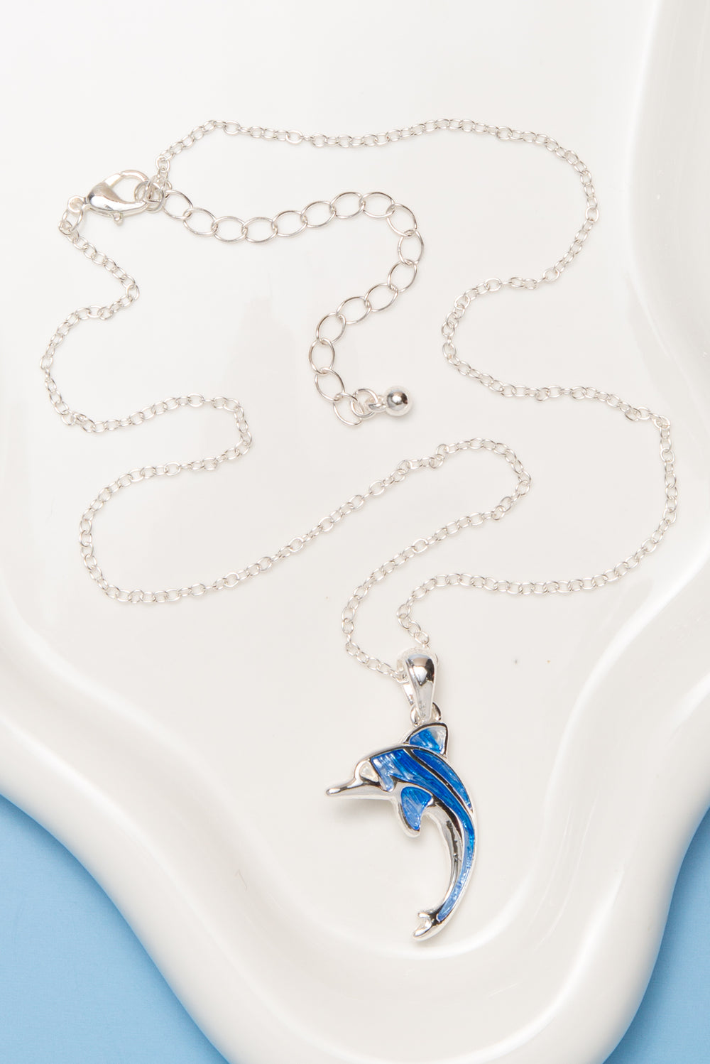 Taylor Blue Epoxy Dolphin Pendant Necklace