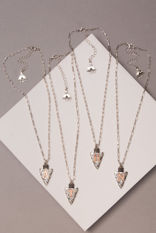 Melanie Western Arrowhead Initial Necklace