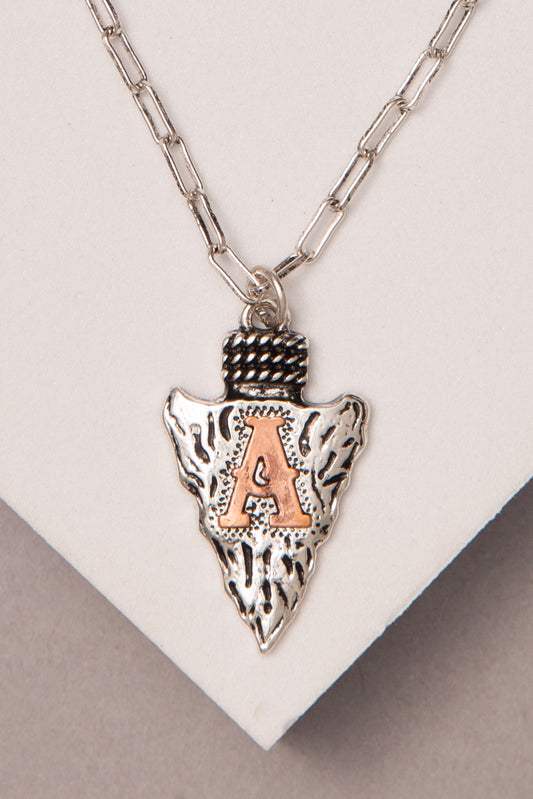 Melanie Western Arrowhead Initial Necklace | A