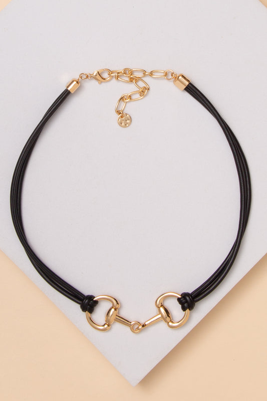 Alexandra 2 Strand Horse Bit Necklace | Black