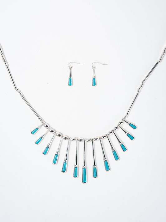 Berlina Western Metal Bar Turquoise Necklace