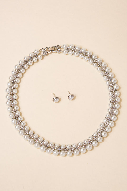 Indira Double Layer Pearl Necklace Set