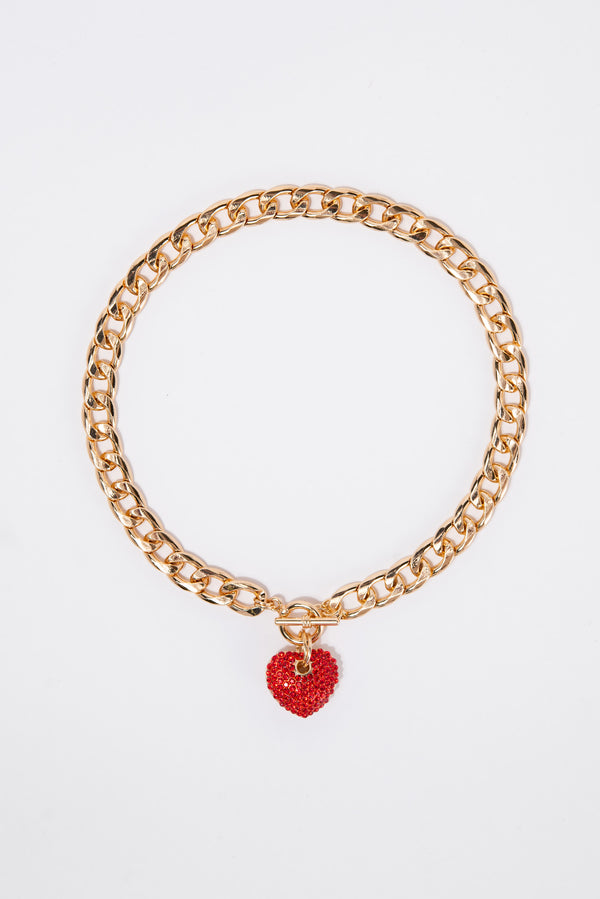 Khloe Heart Pendant Chain Toggle Necklace
