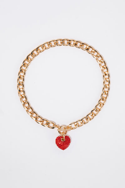 Khloe Heart Pendant Chain Toggle Necklace – Sophia Collection