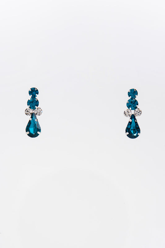 Eden Rhinestone Cluster Elegant Statement Necklace Set - Blue