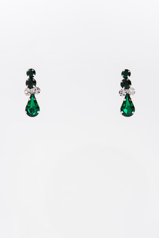 Eden Rhinestone Cluster Elegant Statement Necklace Set - Emerald