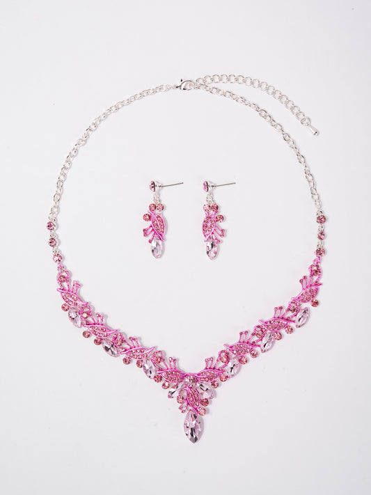 Cecilia Vine Gemstone Cluster V-Shaped Necklace Set