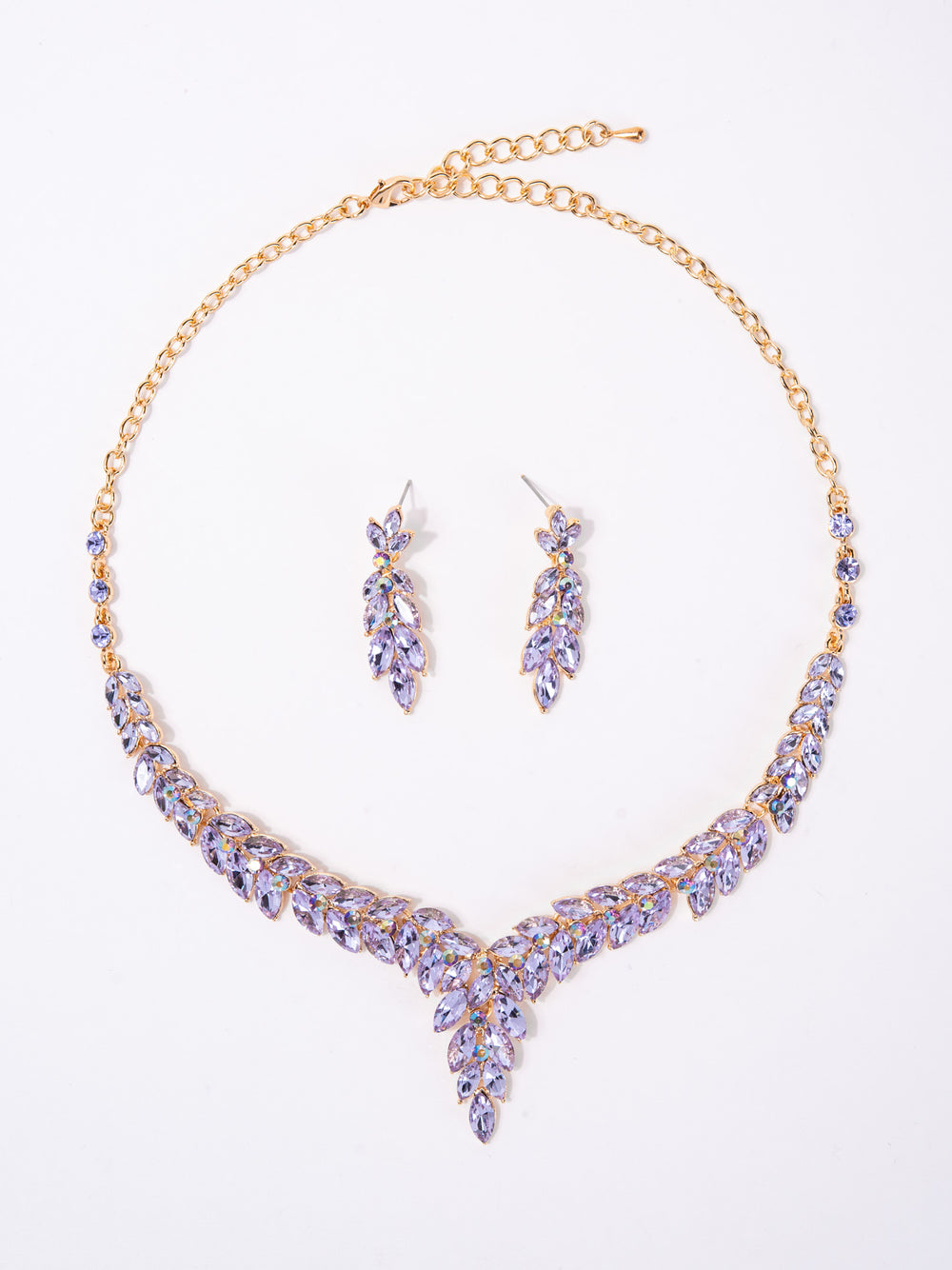 Lia Vine Gemstone Cluster V-Shaped Necklace Set