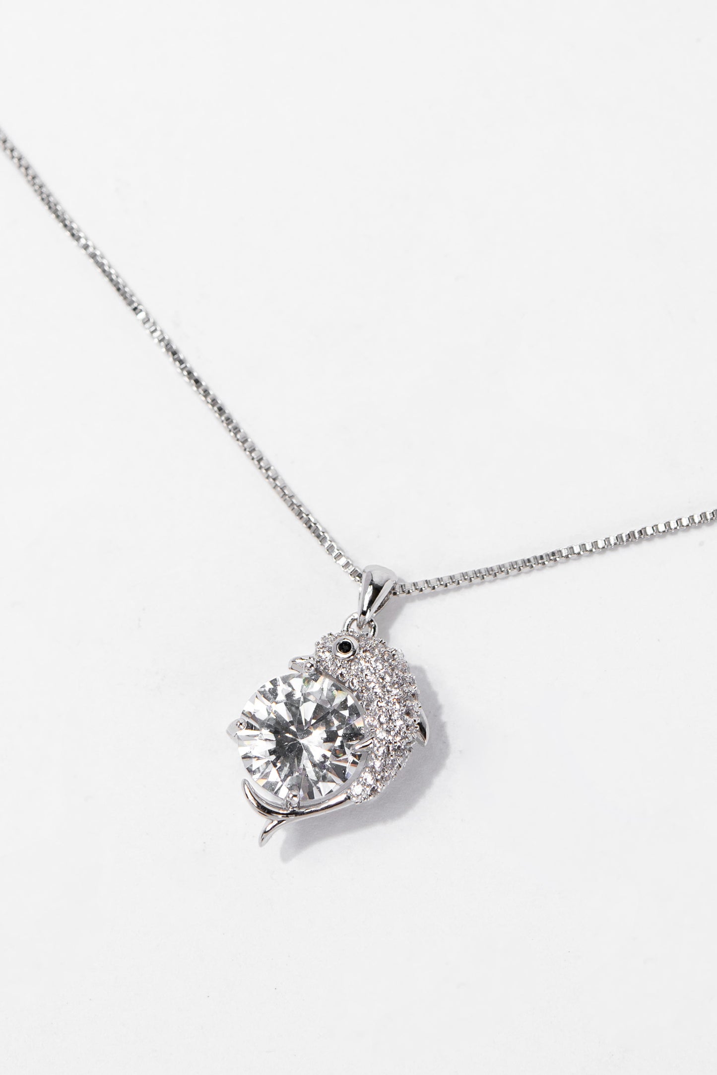Honey Solitaire CZ White Gold Plated Necklace