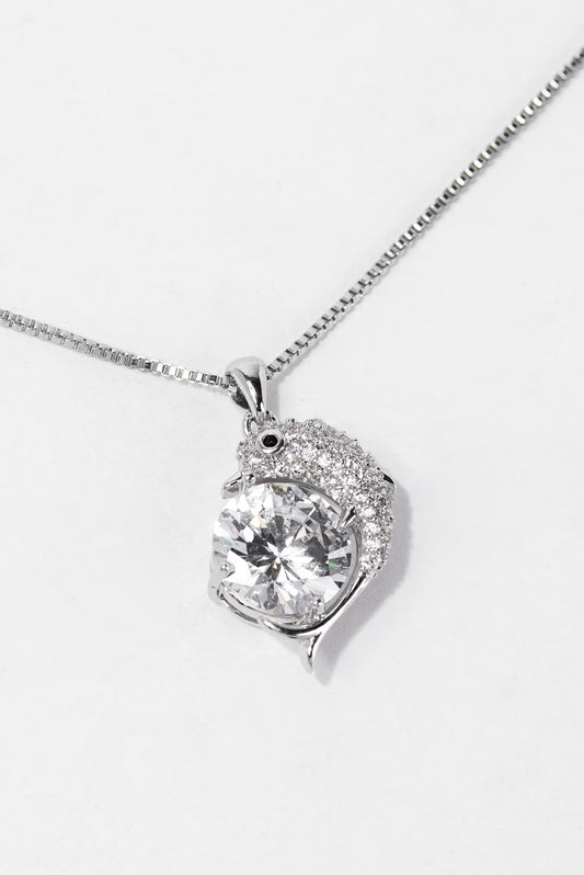 Honey Solitaire CZ White Gold Plated Necklace