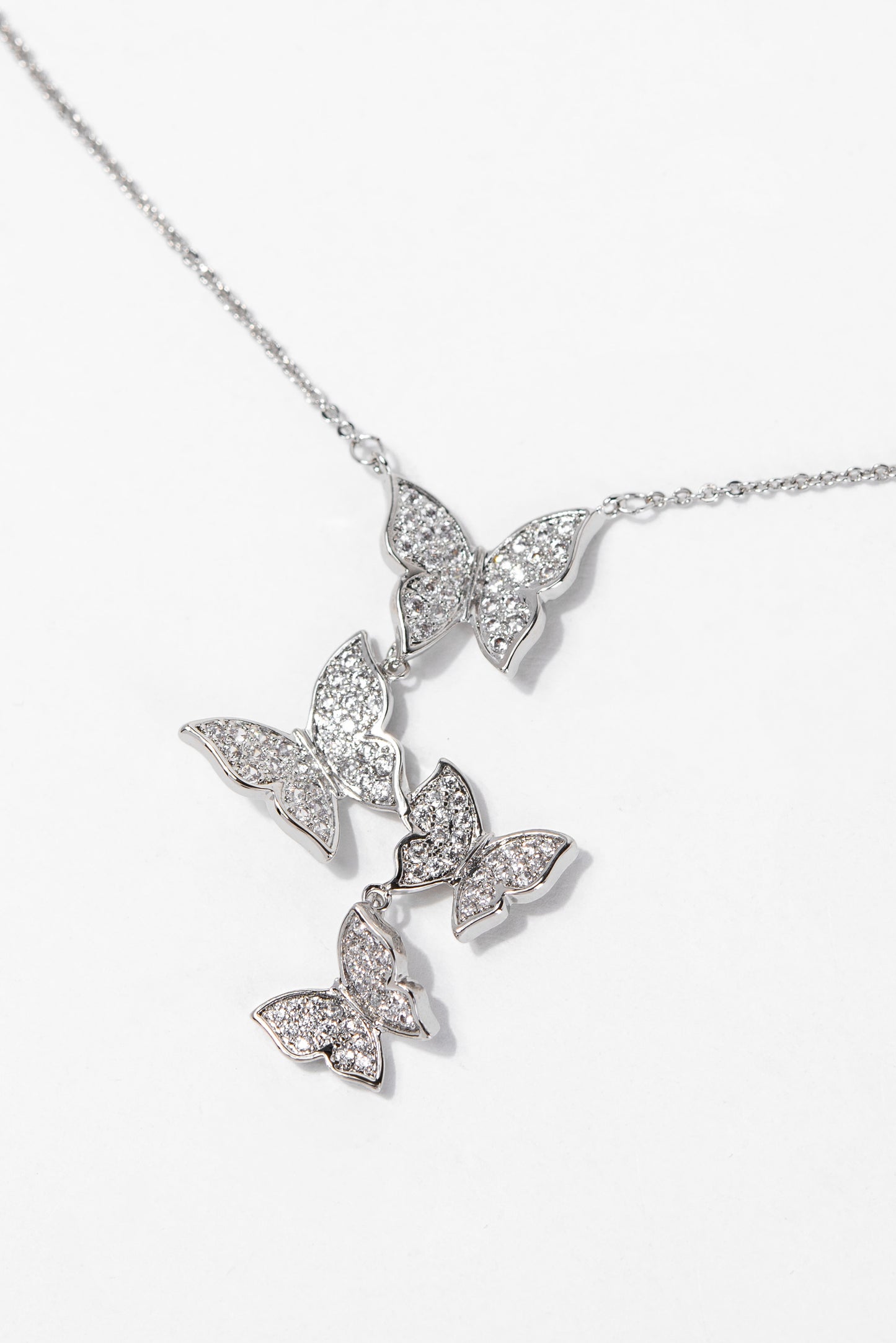 Isabella Butterfly CZ White Gold Plated Necklace