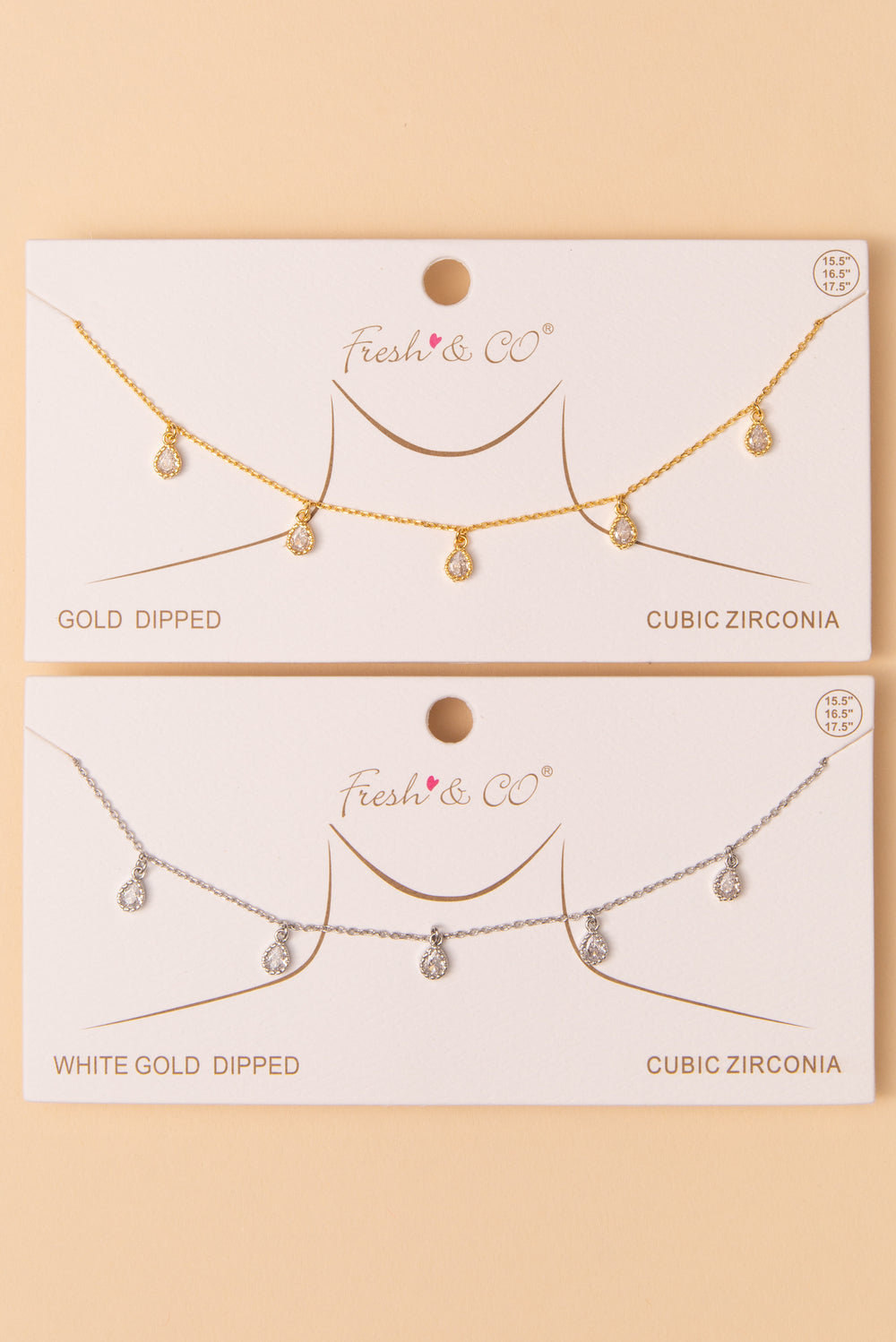 Charlotte Teardrop Cut Cubic Zirconia Station Necklace