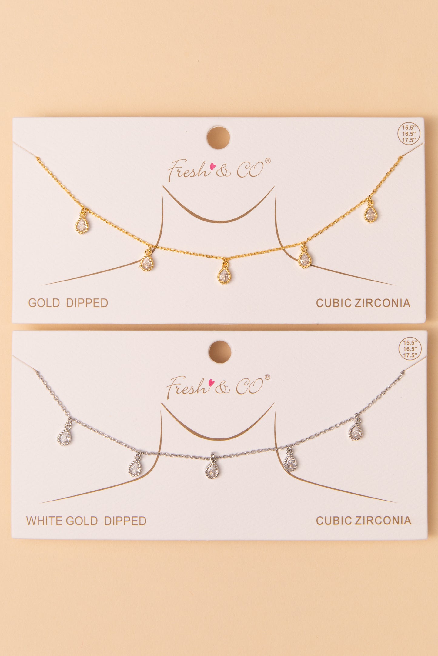 Charlotte Teardrop Cut Cubic Zirconia Station Necklace