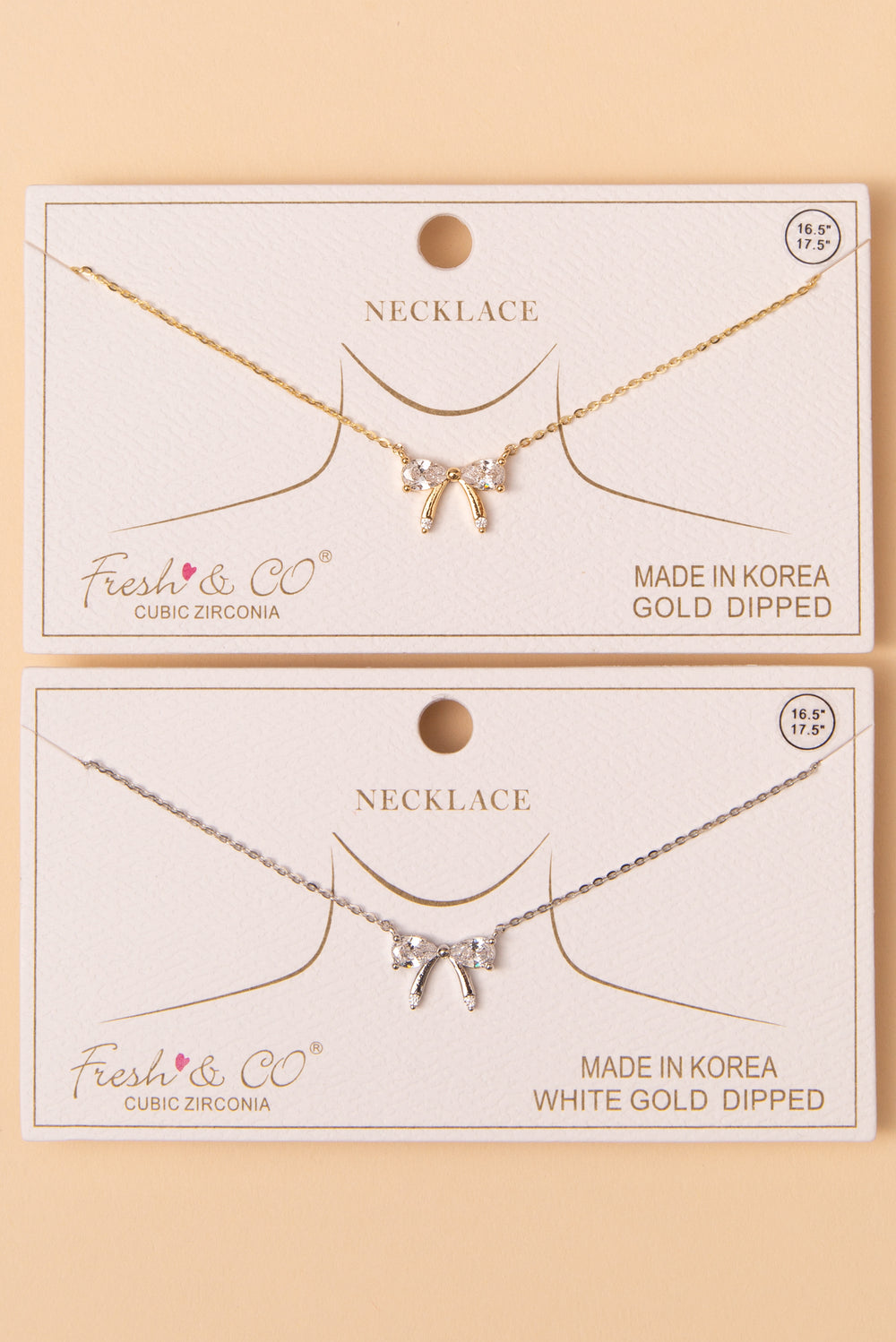 Ava Cubic Zirconia Bow Pendant Necklace