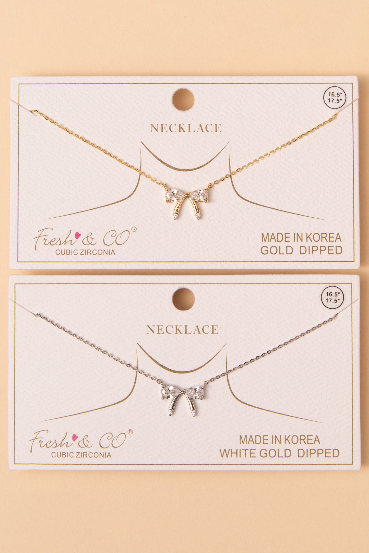 Ava Cubic Zirconia Bow Pendant Necklace