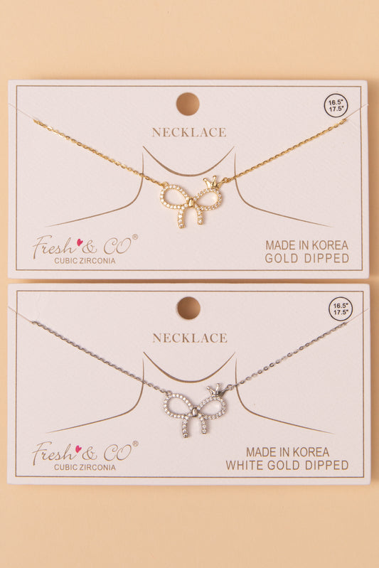 Sofia Cubic Zirconia Bow Pendant Necklace