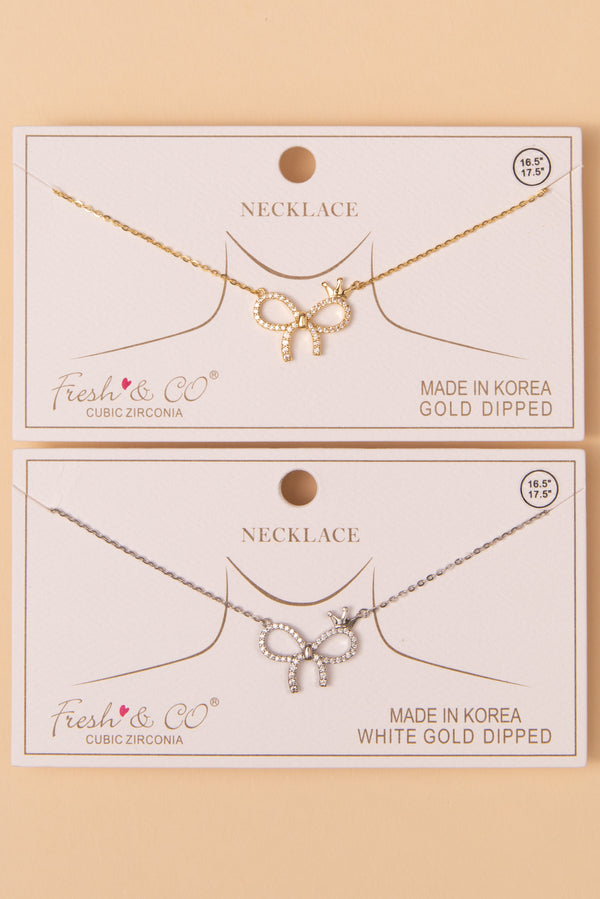 Sofia Cubic Zirconia Bow Pendant Necklace
