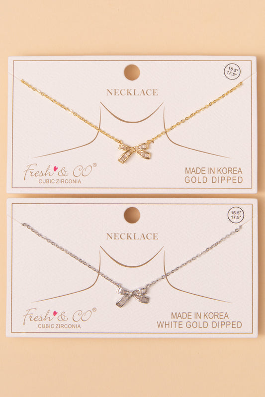 Harper Cubic Zirconia Bow Pendant Necklace