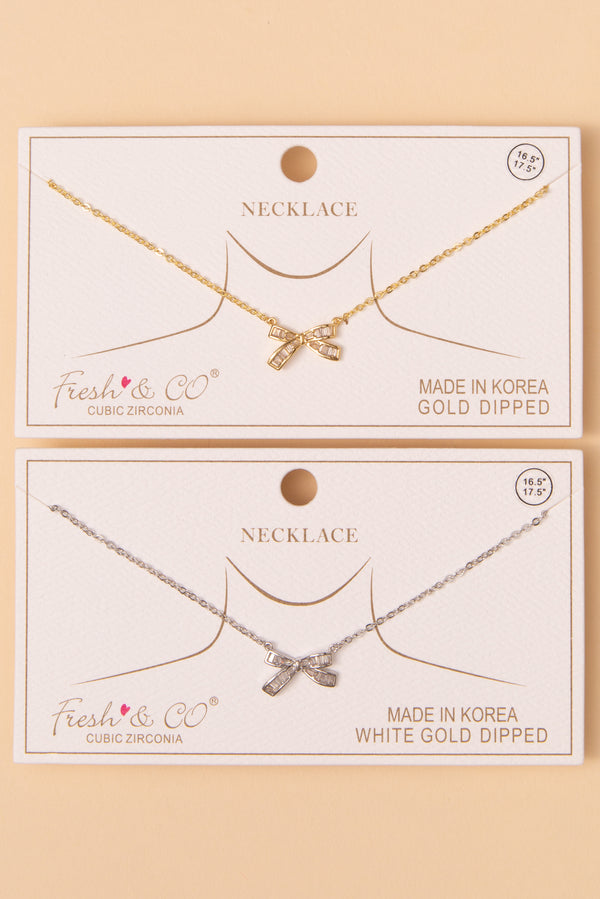 Harper Cubic Zirconia Bow Pendant Necklace