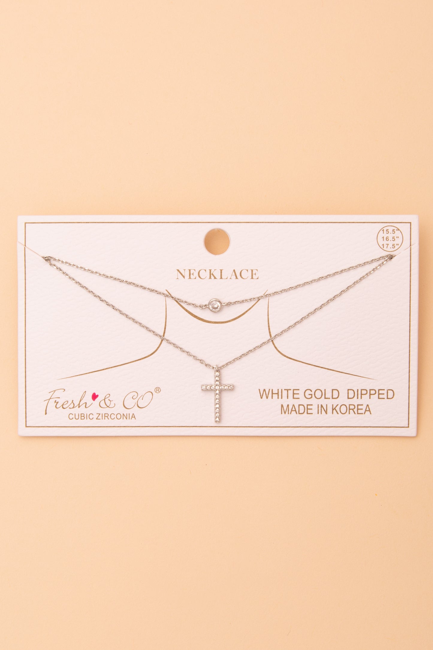 Mary  Cubic Zirconia Cross Pavé Pendant Chain Necklace