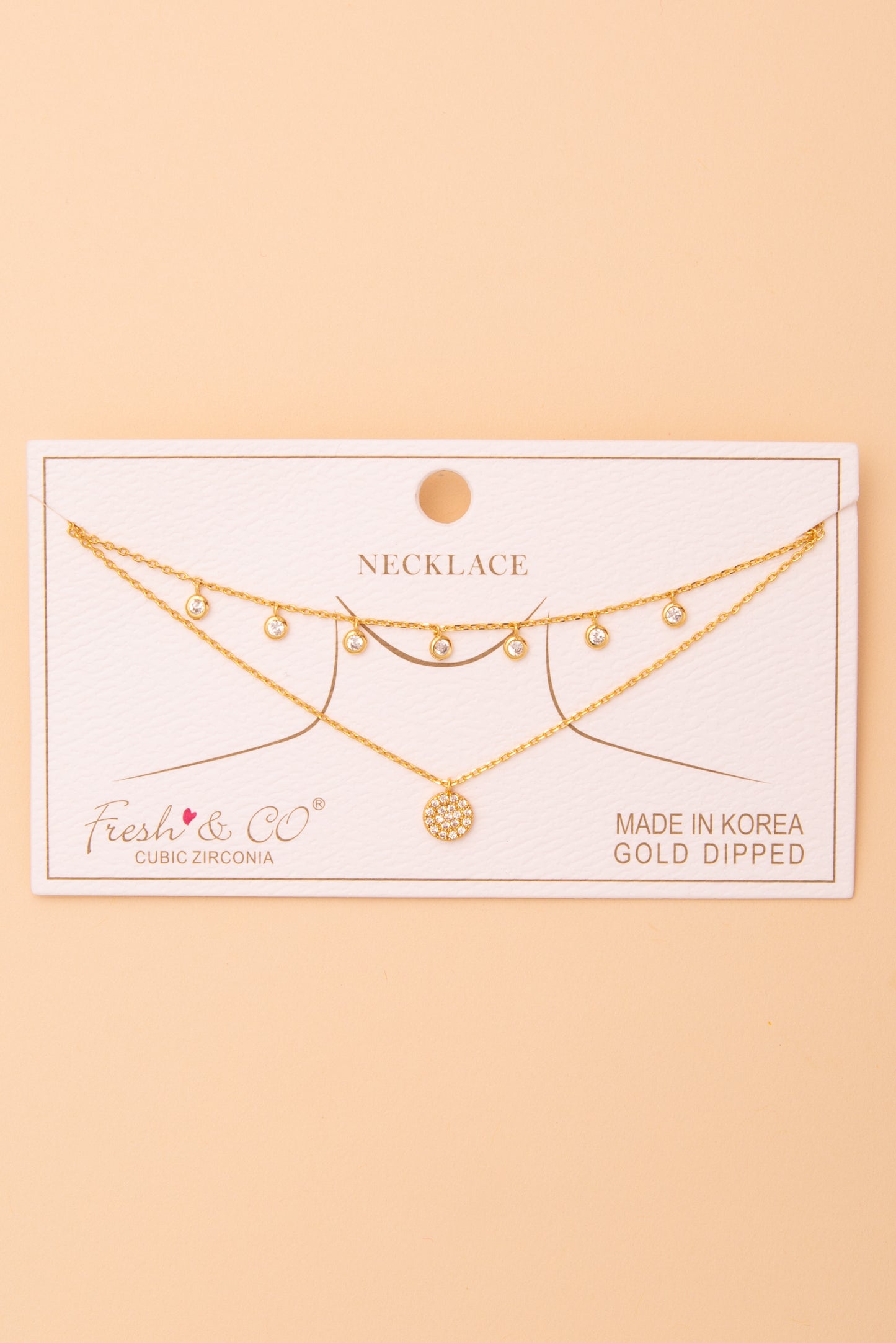 Samantha Cubic Zirconia Pavé Disc Pendant Chain Necklace