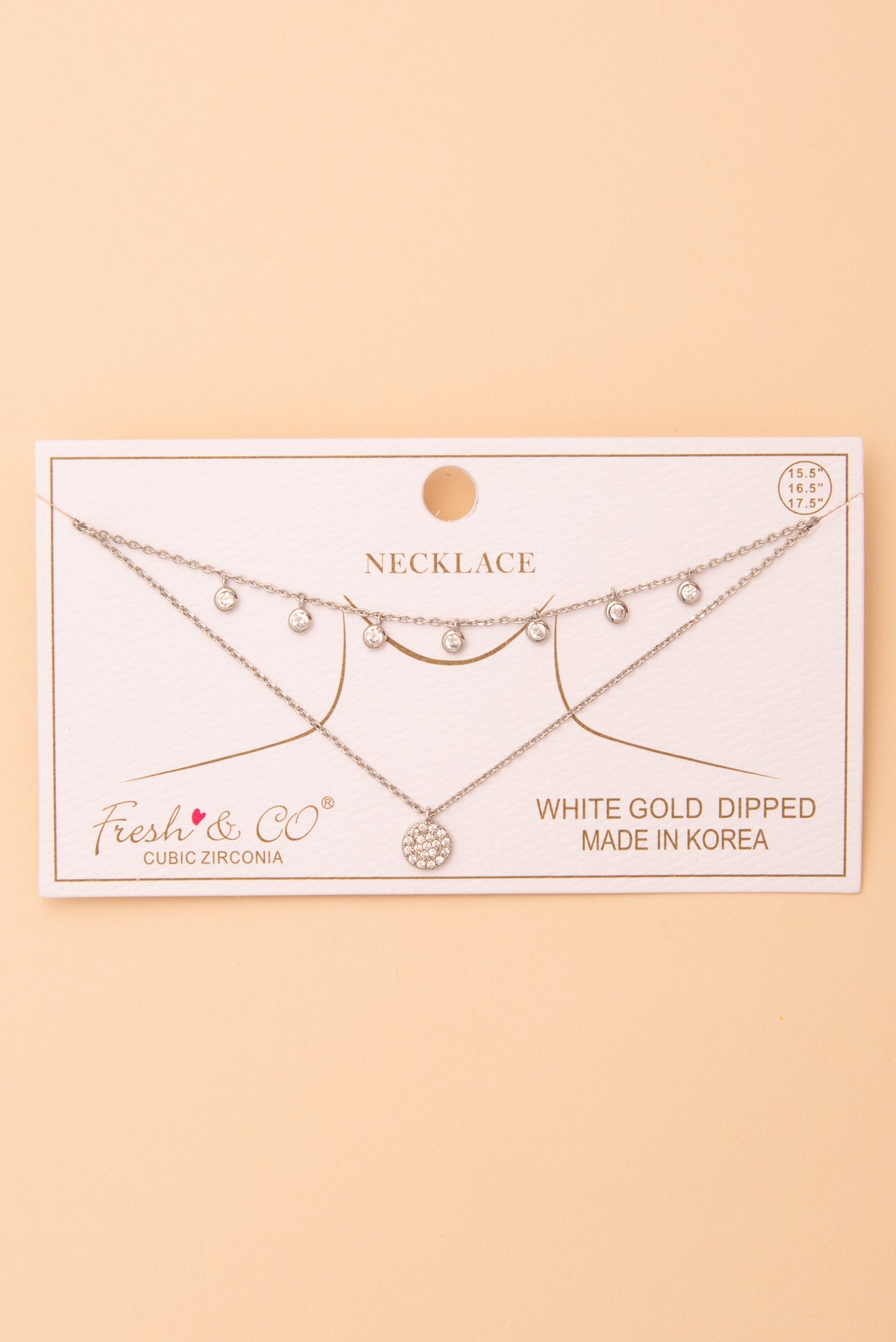 Samantha Cubic Zirconia Pavé Disc Pendant Chain Necklace