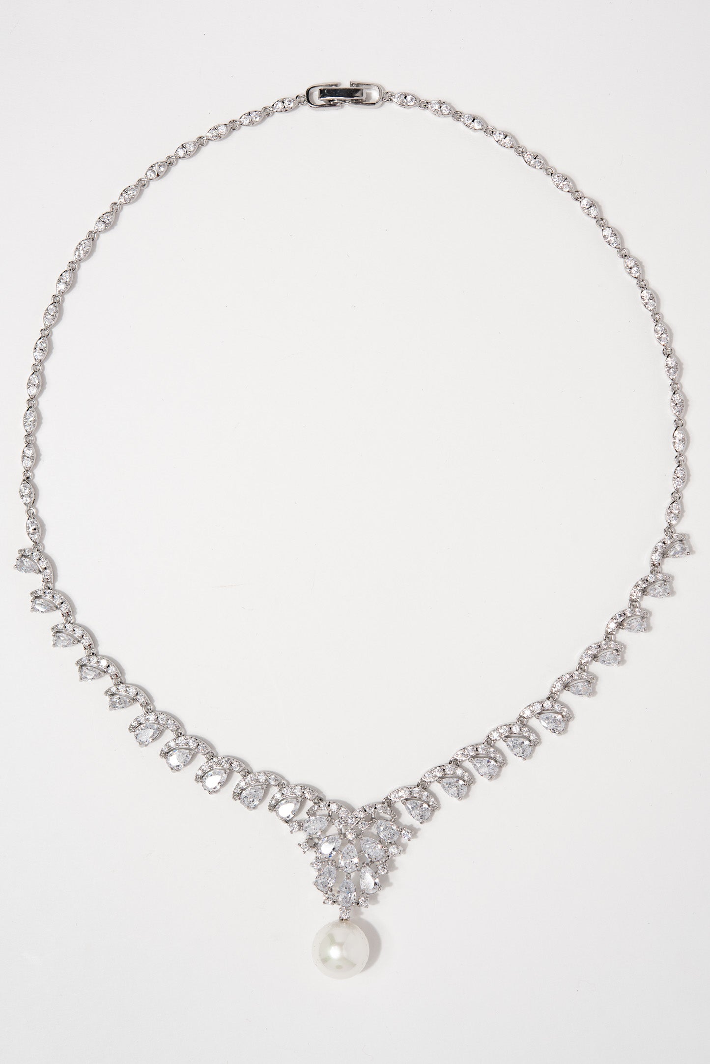 Bailey Glam Cubic Z Necklace Set - Silver