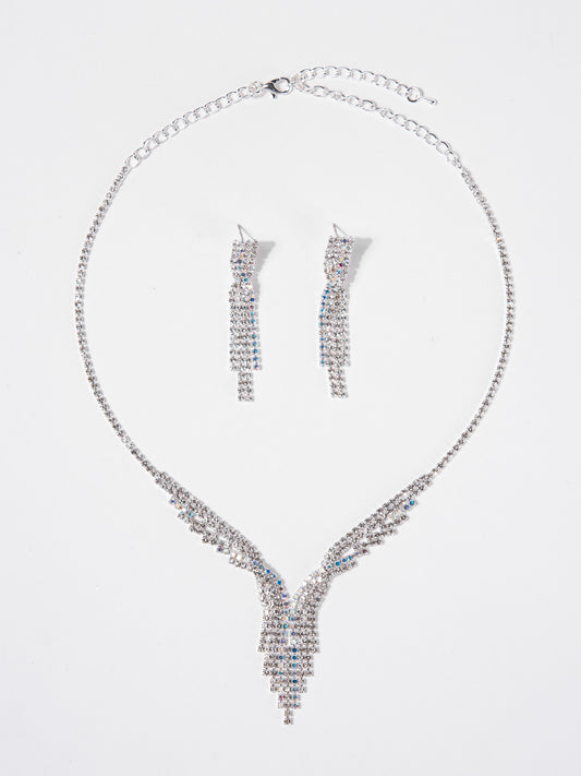 Jasmine Cubic Zirconia Elegant Rhinestone Necklace Set