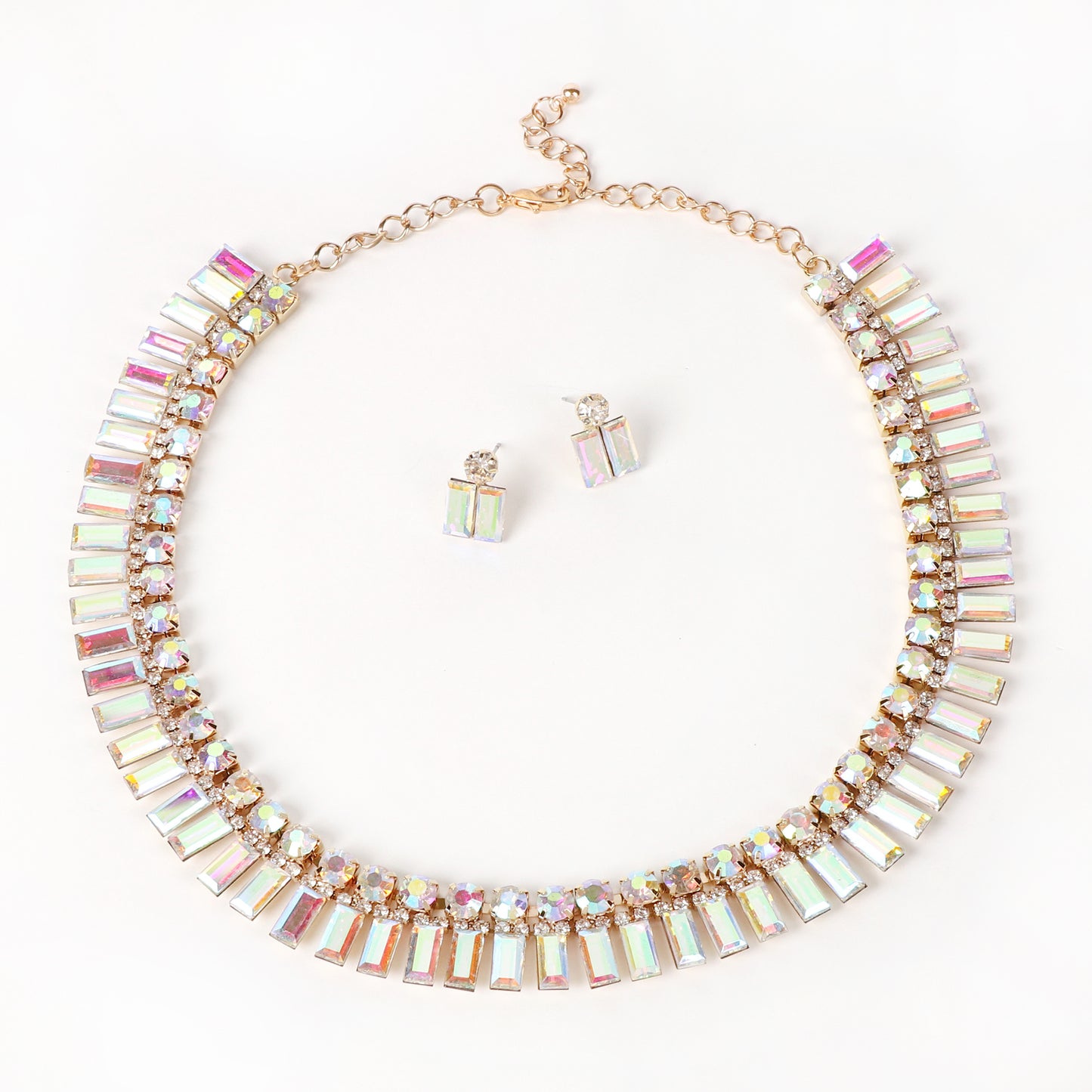 Danika Rectangular Stone Necklace & Earring Set