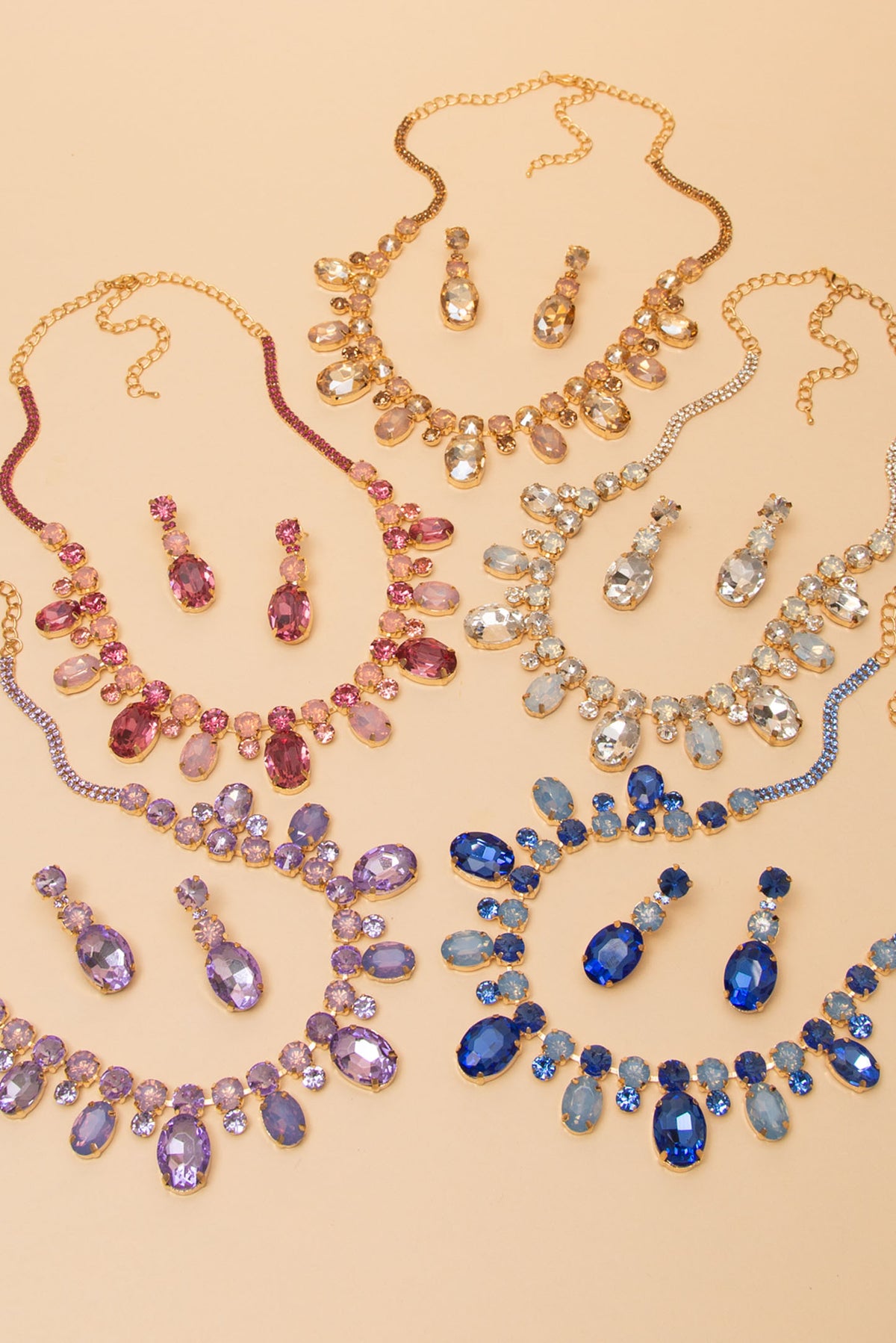 Alice Rhinestone Crystal Beaded Necklace Earring Set