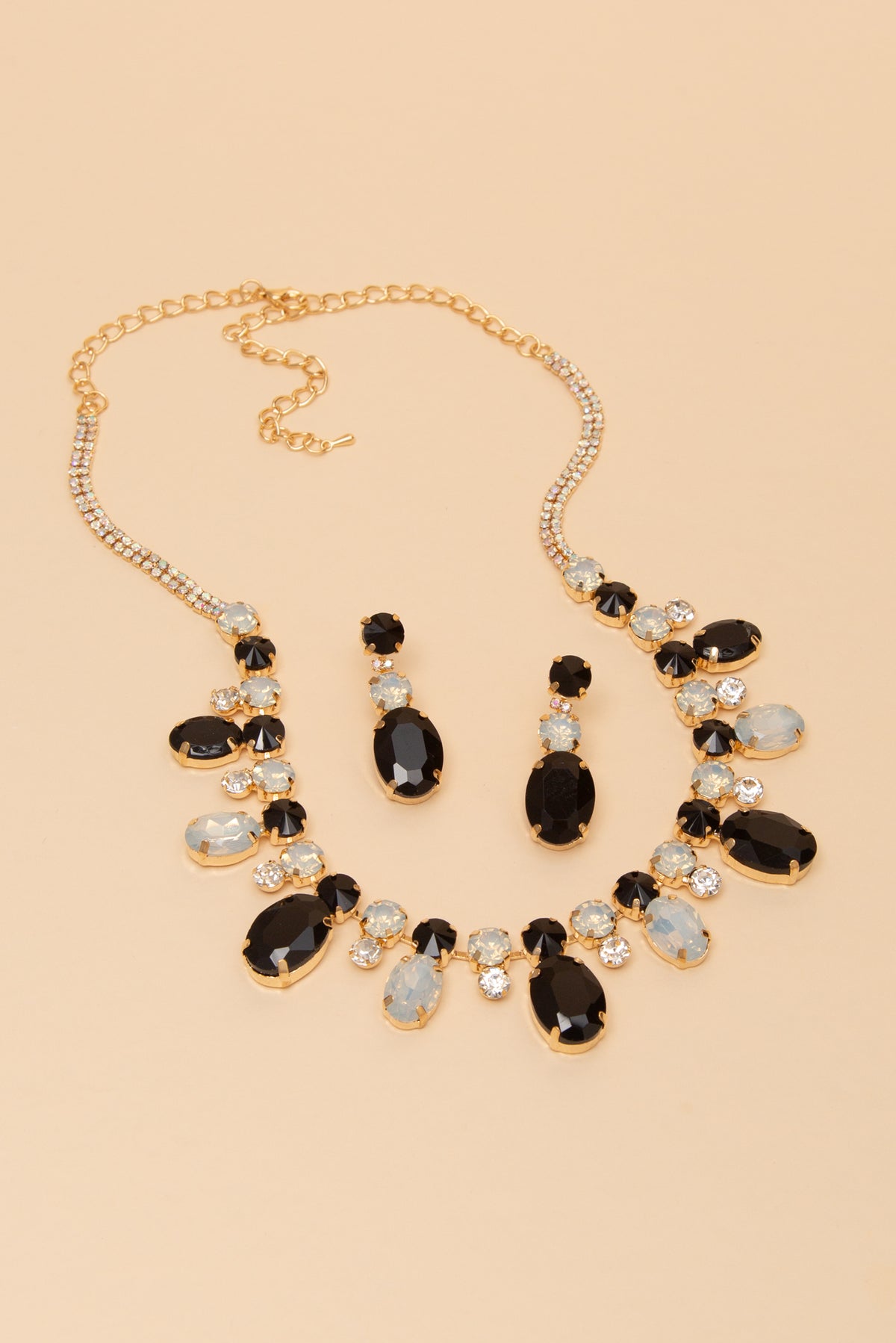 Alice Rhinestone Crystal Beaded Necklace Earring Set