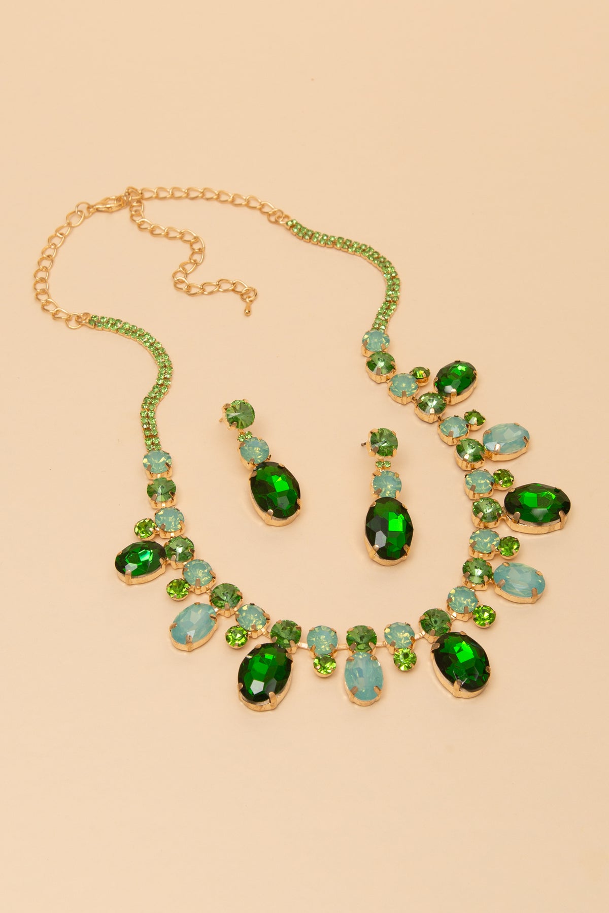 Alice Rhinestone Crystal Beaded Necklace Earring Set