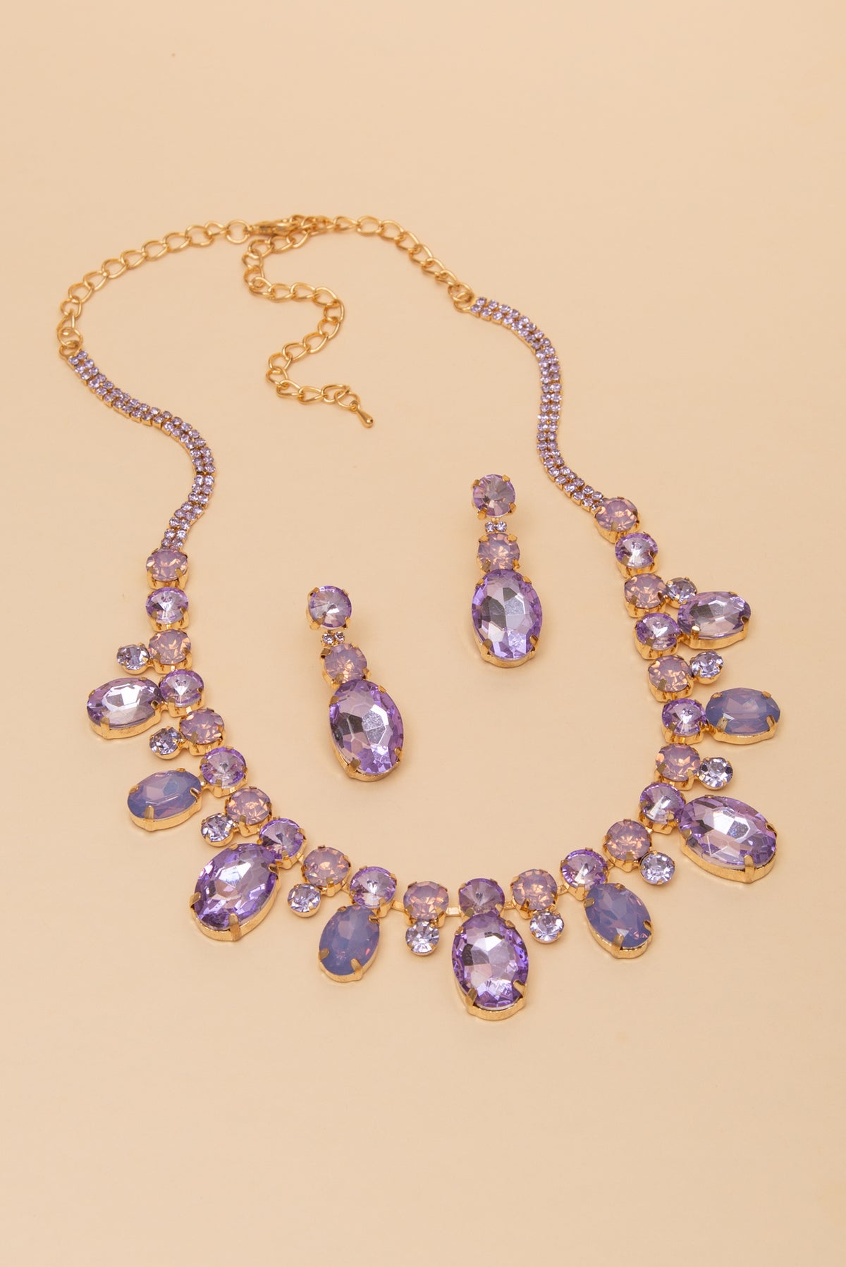 Alice Rhinestone Crystal Beaded Necklace Earring Set