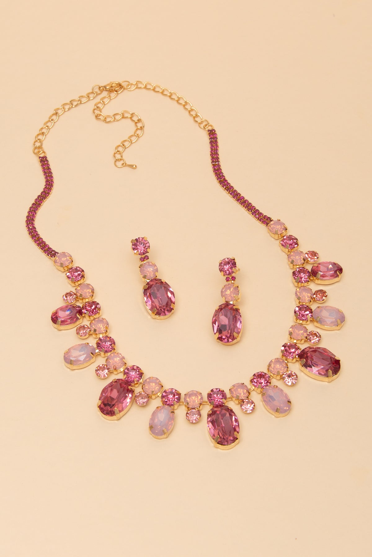 Alice Rhinestone Crystal Beaded Necklace Earring Set
