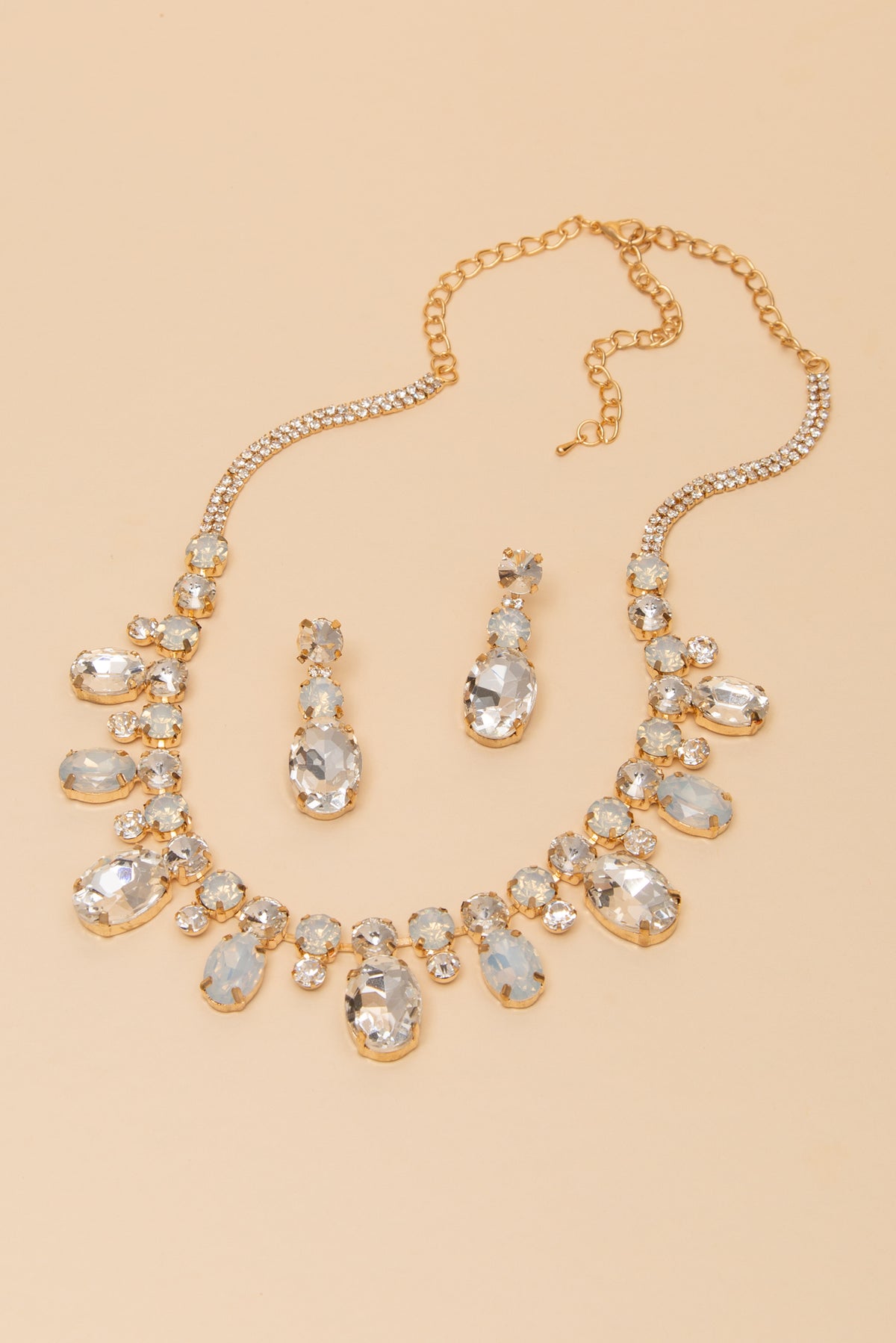 Alice Rhinestone Crystal Beaded Necklace Earring Set