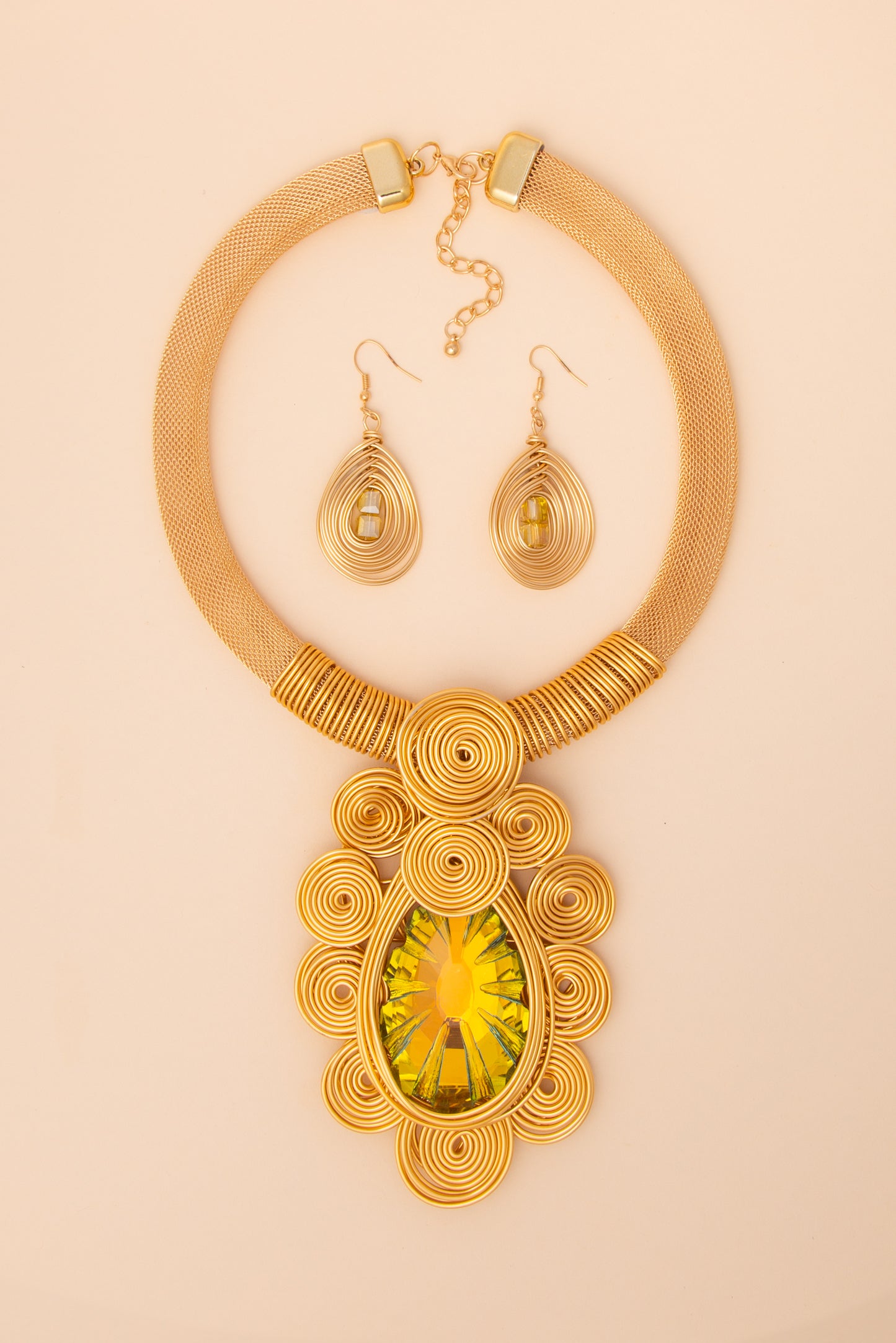 Violet African Inspired Resin Amulet Necklace and Earring Set